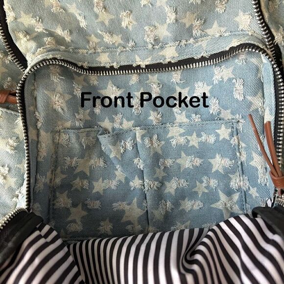 Distressed Denim Stars Backpack MMS Design Studios - Picture 5 of 10